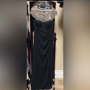 Xscape dress black with silver and nude